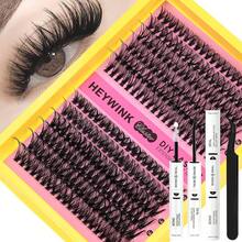 Professional Lash Extension Kit Thick Volume 100D 150D 200D Clusters 12-18mm Individual Eyelash Extensions Easy At Home Application Long Lasting Reusable Lashes - 40D+50D套裝 - 查看 9