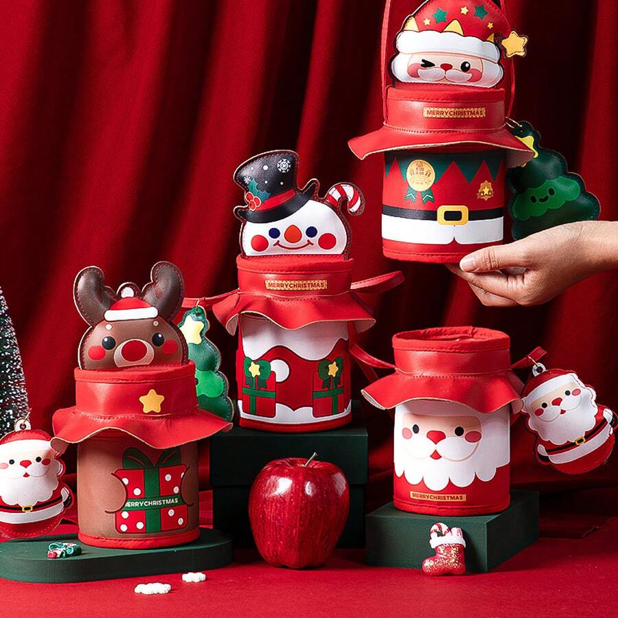 Weihnachtsabend Leder Handheld Apfel Geschenk Süßigkeiten Bündel Tasche