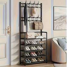 4-5 Tier Stainless Steel Shoe Rack - Space Saving, Easy Assembly, Suitable For Entryway And Bedroom, Durable Design, Minimalist Style, Modern Multipurpose Hanging Clothes Rack And Organizer, Dorm Entrance Shoe And Hat Rack - Multicolor - View 9