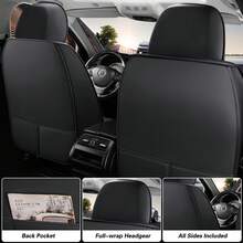Nappa Leather 5 Seat Luxury Car Seat Covers Full Set Cushion Protector Fit Single Front Seats And Solid Bench 40/60 50/50 60/40 Split Bench Back Universal Fit For Most Cars 4 Season Use - 白色 - 查看 5