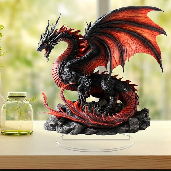 Acrylic Dragon Roar Sculpture - Tabletop Decorative Figurine For Home, Window Display, Party Decoration, Multipurpose Use, No Text Language - Ideal Gift For Christmas And More