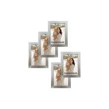 5pcs Modern Silver Gallery Frame Set, Displays 3.5x5", 4x6", 5x7", 6x8", 8x10" Photos, Horizontal & Vertical Orientation, Photo Wall Decor, Suitable For Couple Portraits, Anniversary Pictures, Bedroom, Living Room, Hallway, Gallery Wall Display, Great Christmas, Halloween, Valentine's Day Gift (Photo Paper Included Randomly)