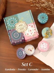 4件/1件花香蜡烛礼盒套装 | 送给闺蜜的生日礼物，送给女性的冬季礼物，香氛大豆蜡烛家居装饰，圣诞礼物，圣诞蜡烛，圣诞香氛。 - 花香蠟燭禮盒 - 查看 8