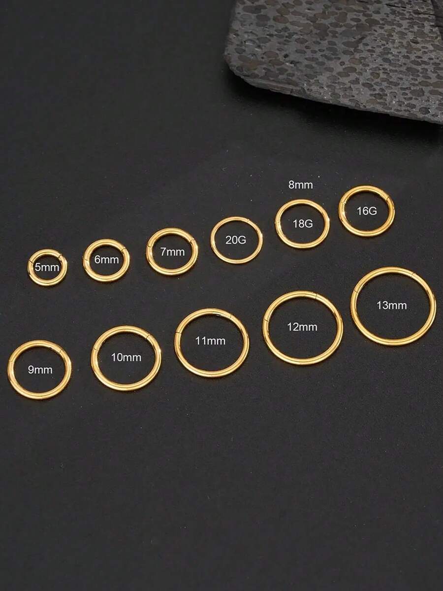 1件 16G/18G/20G 植入级钛金属铰链式耳环 - 耳骨环、鼻环、鼻中隔环、无缝卡扣式耳环、迷你耳环 (5-12mm) - 金色 - 查看 1