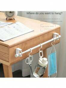 4 件 360° 可旋转伸缩杆固定器，免钻孔强力粘合挂钩，毛巾杆浴帘杆支架