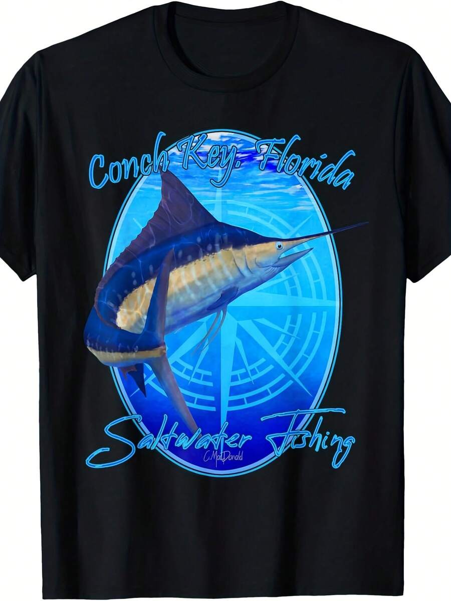 Conch Key, Florida Sailfish Billfish R Fishing T-Shirt - Style 23 - View 1