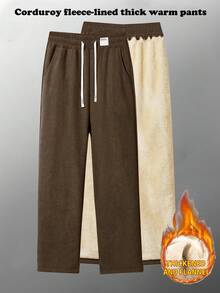 Women'S Thermal Lined Straight Leg Sweatpants, Warm And Comfortable Casual Pants For Winter Tights - Coffee Brown - View 3