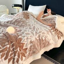 1 件加厚双层波西米亚风格提花仿毛皮羊毛毯，柔软温暖，可翻转，适合床上、沙发、办公室、汽车、旅行、野餐、派对，四季皆宜 - 駝色 - 查看 3