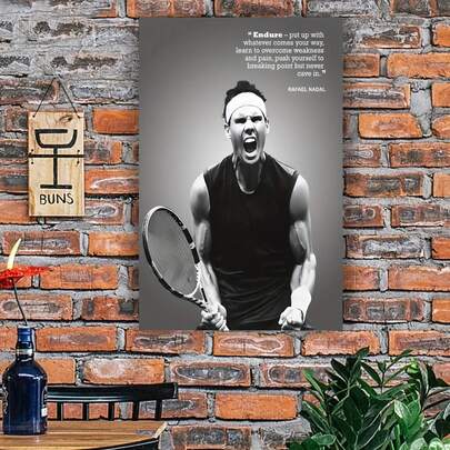 Pôster em tela com moldura de Rafael Nadal, lenda do tênis, decoração de parede para sala de estar, quarto, escritório, pintura vibrante de atleta
