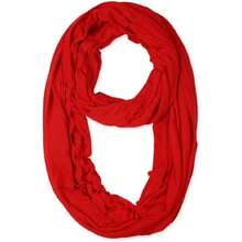 Black Soft Girl Women Infinity Wrap Scarf Stretchy Jersey Knit Sleep Head Circle Scarf Continuous Loop Light Weight,24936482 - 紅色 - 查看 1