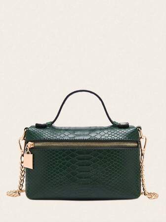 1 件 PU 材质石头/鸵鸟皮/蛇皮纹理优雅女士小手提包化妆包