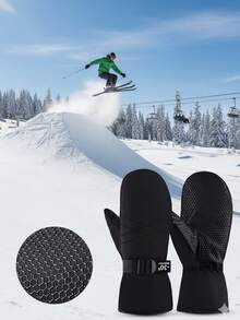 1 双保暖滑雪手套 - 冬季手套，防滑握把，可调节腕带 - 可洗男女通用手套 - 适合滑雪、单板滑雪、骑自行车和其他冰上运动 - 户外活动，时尚设计，耐用结构，户外运动爱好者的理想选择 - 彩色 - 查看 1