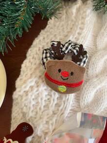 1pc Cute Santa Claus & Reindeer Plaid Hair Scrunchie, Fun Girls Hair Accessory, Suitable For Christmas, Ponytail Holder, Hair Tie, Hair Scrunchie, Hair Rope, Elastic Hair Band ,Ponytail Holders ,Hair Elastics ,Hair Rubber Bands - Multicolor - View 6