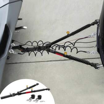 Tow Bar, 4535 Kg Towing Capacity With Ropes, Powder-Coating Alloy Steel Bumper-Mounted Universal Towing Bar With Max 1320 Mm Telescopic Rod, Fits 50.8 Mm Connector, For RV Car Trailer Truck