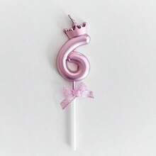1 件蝴蝶结数字生日蜡烛，适合成人派对或周年纪念的 Ins 风格蛋糕装饰， - 粉色 - 查看 9