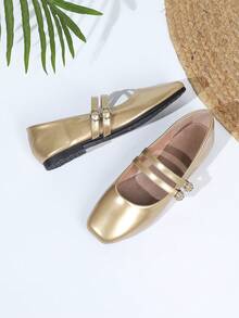 Women's Vintage Mary Jane Flats With Double Strap, Suitable For All Seasons - Hạt vàng - Xem 4