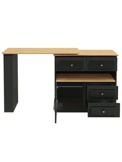 Moderne Bar Tafel Extendable, Rotatable 360 Degrees, Shelves Drawers, High Kitchen Isl Sideboard Cabinet Glass, Dining Room Living view 11