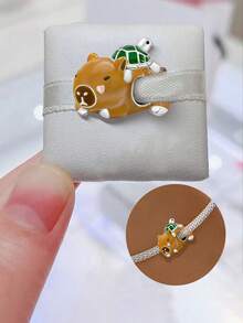 1PC 925 Sterling Silver Cute Animal And Plant Maple Leaf Beads Fit For Women Bracelets Bangles DIY Jewelry Making And Daily Outfit Matching Jewelry Decoration For Girls - Silver - View 3