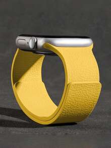 1条男女通用荔枝纹硅胶磁吸表带，兼容 42mm、38mm、40mm、41mm、44mm、45mm、46mm、49mm，时尚智能手表替换表带，适用于Series Ultra2、Ultra SE2、SE 11、10、9、8、7、6、5、4、3、2、1 - 黃色 - 查看 6