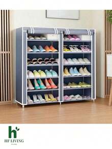 Zapatera Doble de Closet 6,7 Niveles 32pares Organizador Cubierta de Tela Impermeable, Estante con Estructura de Acero de 6-7 Niveles, Zapatero Ahorrador de Espacio, Multifuncional de Fácil Armado - Multicolor - Ver 2