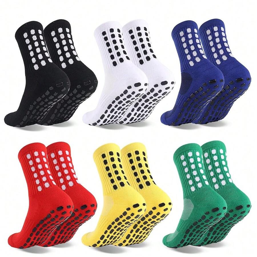 6 Pairs Grip Soccer Socks Colorful Non Slip Sports Football Basketball Hospital Yoga Socks For Men Women{"Size_name":"OneSize","Color_name":"6pairs-Multicolor"} - 6對-多色 - 查看 1