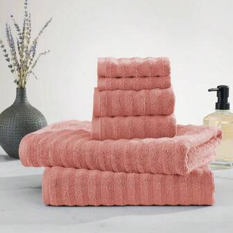 6-Piece Textured Bath Towel Set – Soft & Absorbent 87% Cotton, 13% Polyester – Includes Bath Towels, Hand Towels, And Washcloths – Quick Drying, Fade Resistant, Durable With Hemmed Edges