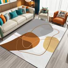 Modern Geometric Retro Pattern Rug - Polyester Fiber Backing Non-Slip Polyester Mat, Durable Home Decor Carpet, Washable Rug Suitable For Living Room, Bedroom, Dining Room And Kitchen