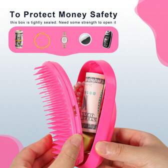 Hårkam Dold Pengaförvaringslåda Sekretessbehållare För Resesmycken Kontantring Frisörmassage Kam