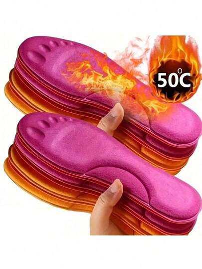 1 Pair Super Warm Self-Heating Insole, Ultra Soft, Thick, Anti-Slip, Moisture-Wicking, Odor-Resistant Memory Foam Insoles, Suitable For Cold Winter Outdoor Activities And Daily Wear, Unisex