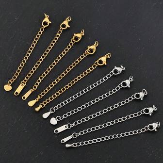 五条18K金不锈钢延长链可用于连接手链和项链，方便DIY珠宝制作。延长链可拆卸，可用于项链、脚链和钥匙链。