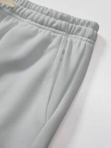 男士针织直筒休闲裤，简约百搭宽松运动裤，适合春秋季 - 淺灰色 - 查看 4