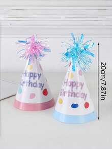 6pcs Silver Foil Fringe Colorful Party Hats, Birthday Party Cone Hats, Cute Cake Cone Birthday Paper Hats, Adorable Crowns, Adult Party Hat Assortment, Bridal Shower Bachelorette Party Decorative Hats, Colored Hats With Gold Decor, Birthday Party Hats - Multicolor - View 9