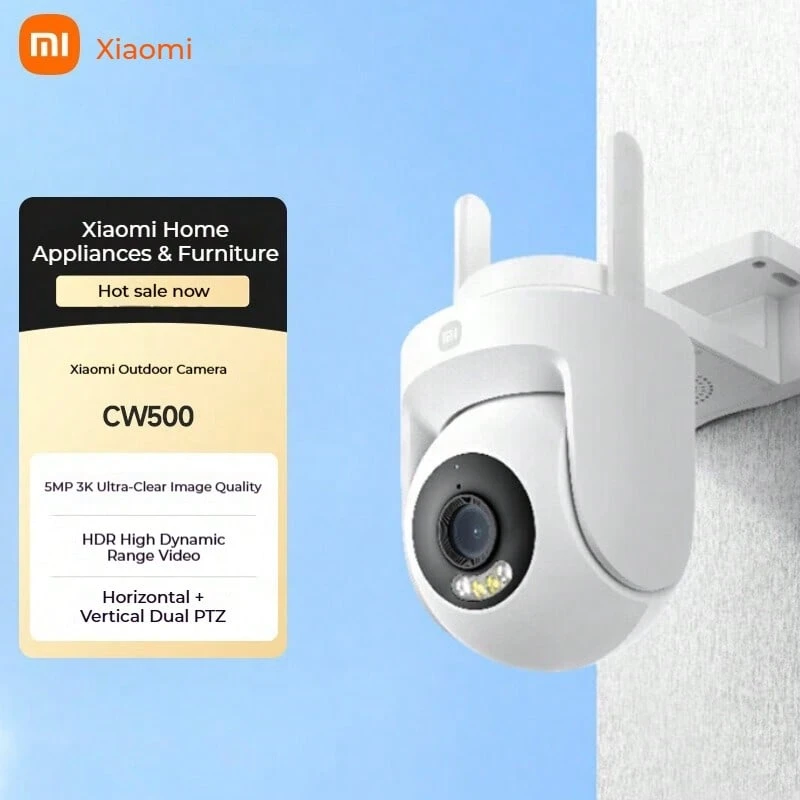 Xiaomi (MI) Outdoor Camera CW500, Home Security Camera, Dual-Band Wi-Fi 6, Ultra HD Full-Color Night Vision, AI Human/Vehicle Detection, Dust-Proof & Waterproof Camera, Xiaomi Outdoor Camera CW500 - White - View 1