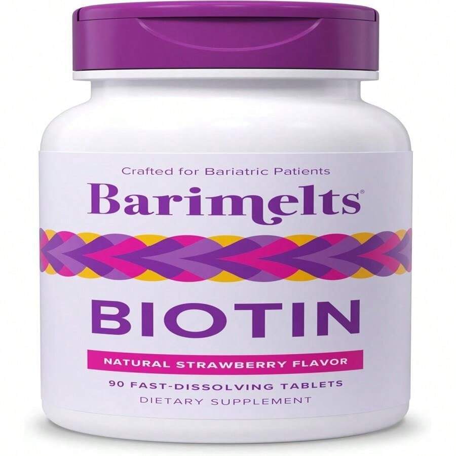 BariMelts Biotin 5000mcg, 90 Fast-Dissolving Tablets (3-Month Supply), Sugar-Free Bariatric Vitamins For Women, Natural Strawberry Flavor - 白色的 - 查看 1