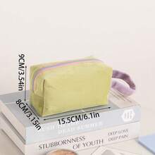 Custom Embroidered Corduroy Travel Toiletry Bag With Contrast Handle, Portable Makeup Pouch, Cosmetic Organizer For Daily Use, Lightweight Handbag, Coin Purse, Small Makeup Bag For Girl, Cute Corduroy Storage Bag, Ideal For Girl And Girls,Christmas Gift Supplies - Multicolor - View 4