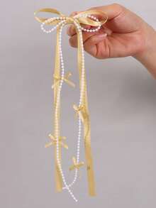 2 kẹp tóc tua rua màu vàng, kẹp tóc nơ tua rua màu trơn cho nữ/bé gái, kẹp tóc nơ tua rua ngọc trai giả, kẹp tóc nơ tua rua ngọc trai giả thanh lịch, kẹp tóc nơ buộc đuôi ngựa đôi cho đám cưới/lễ hội, phụ kiện tóc nữ, kẹp tóc, ghim tóc, phụ kiện đội đầu - Xem 7