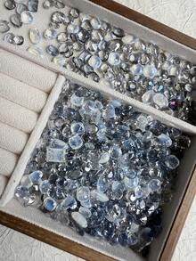 指甲饰品 美甲用品 深色美甲 黑色美甲宝石 透明水钻，透明指甲钻 指甲 DIY 美甲 黑白指甲 30/50/100 件 指甲尖底部钻石 多色混合包装 - 黑色 - 查看 23