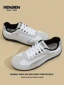 RENBEN 1 Pair Men's Lace-Up Mesh Casual Sneakers, Breathable Low-Top Outdoor Sports Shoes For Summer, Suitable For Traveling, Commuting, Hiking, Dating, 2025 Popular Men's Shoes