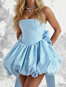 WOWDARK Women's Elegant Detachable Bow Bud Dress, Fashion Sleeveless Dress For Autumn