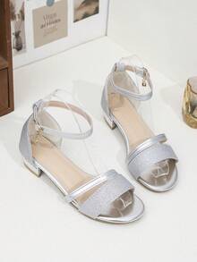 Neue Schleifensandalen, stilvoller dicker Mittelabsatz und kristallklarer Absatz, High Heel Tanzschuhe, geeignet für Teenager, Schulstil, High Heel Tanzschuhe