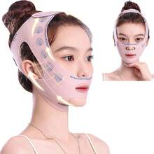 Face Bandage, Small V-Line Face Bandage, Face Mask Bandage, V-Shape Face Mask Chin Strap, Face Lifting Mask, Reusable For Sleep, Workout And Yoga - Dusty Pink - View 2