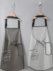 Semi-Transparent Waterproof Oil-Proof TPU Apron, Adjustable Neck Tie, Cute Cartoon Kitchen Apron For Women - Multicolor - View 1