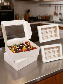 8/4件/1件带窗口纸杯蛋糕盒，12杯蛋糕盒，大号蛋糕盒，适合生日、婚礼、情人节、礼品包装盒