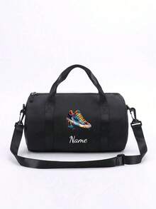 Customizable Back To School Mini Personalized Sports Bag, You Can Add Name, Text Or Pattern. It Features A Football Theme Design, Perfect For Various Sports And Daily Use, Such As Outings, Workouts, Travel, Shopping And Beach Activities. An Ideal Gift For Any Occasion, Especially Christmas! Personalized Customization Service Provided. - Black - View 20