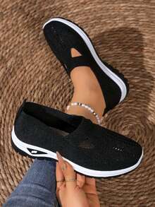 Women's Breathable Mesh Casual Sneakers, Soft And Flexible, A Lightweight Everyday Companion - 黑色 - 查看 3