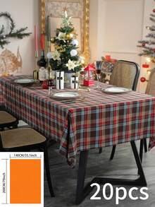 1pc Burgundy Plaid Woven Tablecloth, Vintage Country Style For Kitchen Decor, Rectangular Dining Table, Coffee Table, TV Stand, Foyer Multipurpose Cover Cloth, Suitable For Dining Room, Living Room, Holiday Gathering, Birthday Party, Dinner, Home Decor, Christmas Decoration - Multicolor - View 16