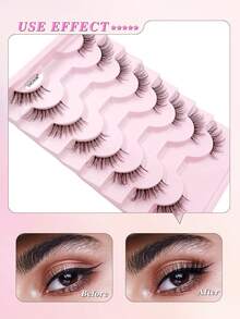 ENCHUW 8 Pairs Half Eyelash Extension Set, End Eye Elongated Fluffy 3D Lashes Natural Look False Eyelashes, Clear Band Half Eye Lashes