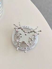 1 件心形和蝴蝶设计可折叠磁性手机支架和化妆镜女士适用 - 彩色 - 查看 12