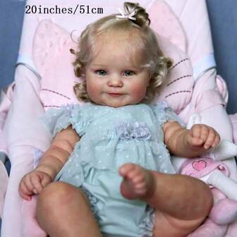 20 英寸逼真重生婴儿娃娃 - 51 厘米全乙烯基娃娃，可洗澡，新生儿逼真婴儿娃娃 - 理想的圣诞节/生日/感恩节礼物，收藏艺术娃娃