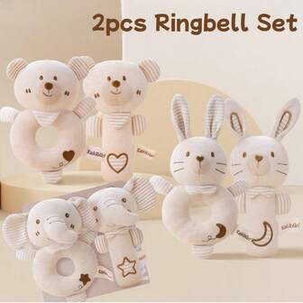Set de 2 piezas de sonajero y chupete de estilo nórdico, muñeco de peluche de dentición para bebé, adecuado como regalo para bebé recién nacido